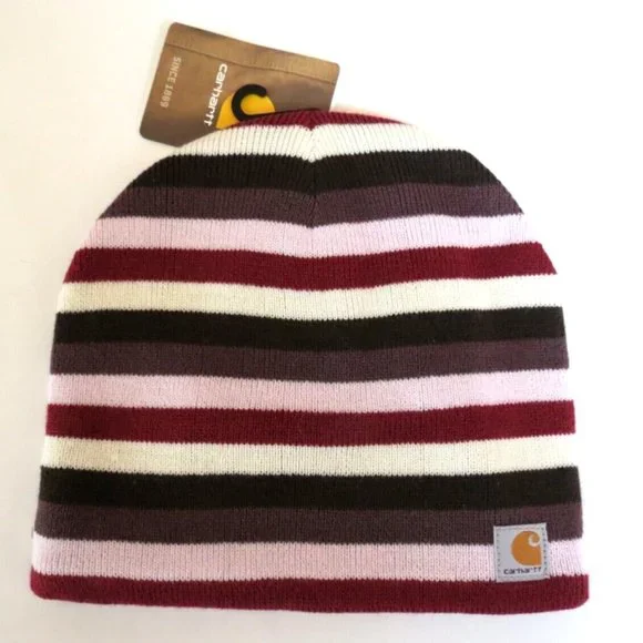 Carhartt Beanie Fleece Lined Cranberry Stripes - Picture 8 of 8